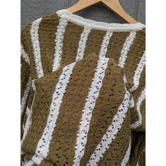 Knit Sweater fall cottage granny granola nature fairy camp boho crew neck L - Picture 4 of 4